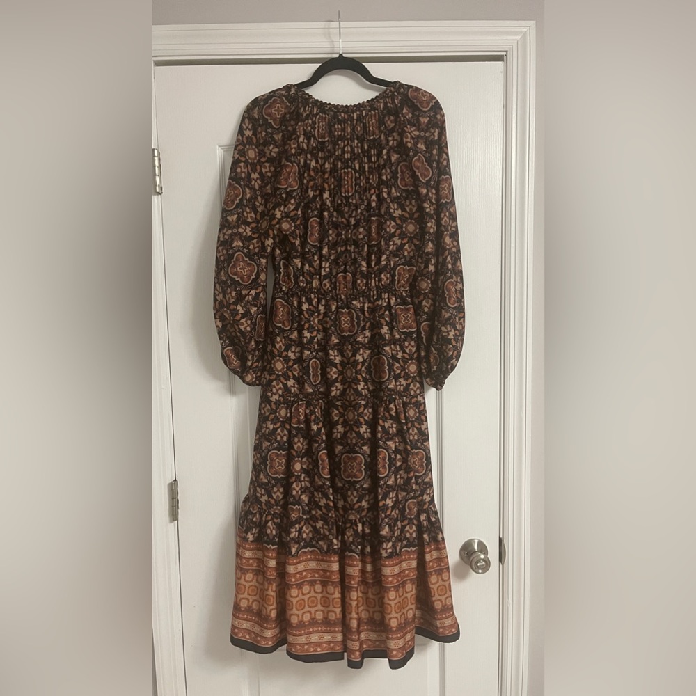 ANDREA FLORAL PRINT LONG SLEEVE MIDI DRESS IN BLACK MULTI - Picture 8 of 8